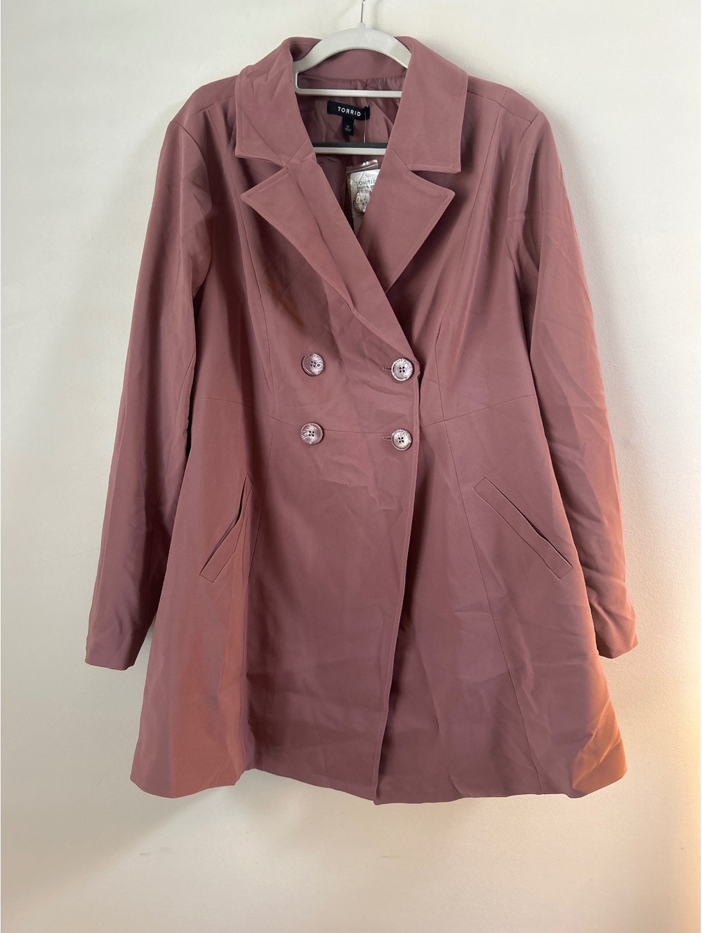 Torrid Dusty Rose Double Breasted Coat Size 0X NWT